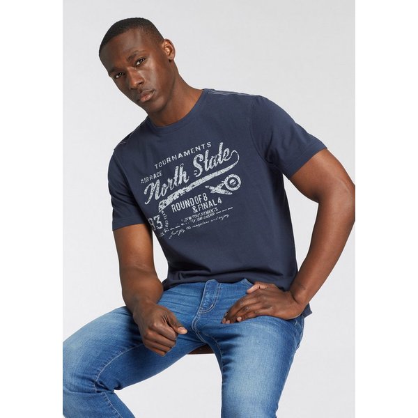 Man's World Rundhalsshirt Kurzarm, bedruckt, Rundhalsausschnitt, aus Single Jersey