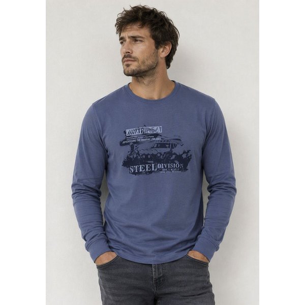 Man's World Rundhalsshirt normale Passform, mit Langarm, mit Print, für Alltag und Freizeit