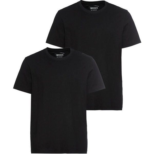 Man's World Rundhalsshirt (Packung, 2-tlg., 2er Pack) Kurzarm, unifarben, Rundhals, aus Baumwolle