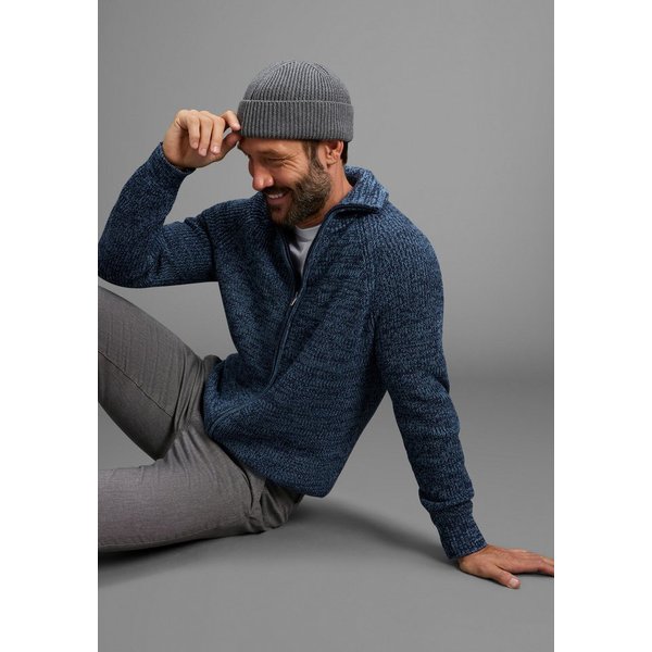 Man's World Strickjacke Mit Stehkragen & Reißverschluss melierte Optik,weicher Griff, Perfekt für die kältere Jahreszeit