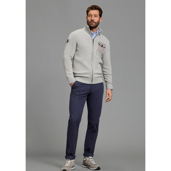 Man's World Strickjacke Highlight mit Tasche und Badge casual Stil, mit Reißverschluss, Langarm, melierte Optik
