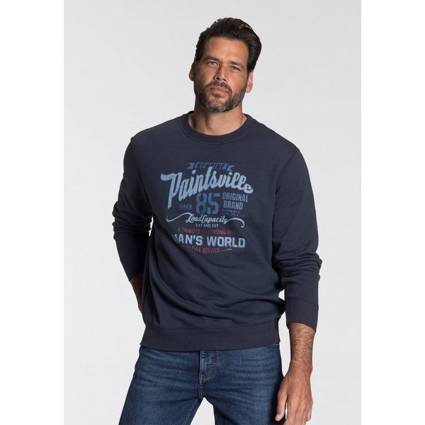 Man's World Sweatshirt Langarm, lässiger Print, Rundhals, aus Baumwollmischung
