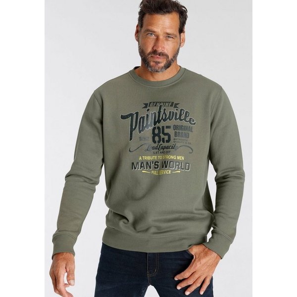 Man's World Sweatshirt Langarm, lässiger Print, Rundhals, aus Baumwollmischung