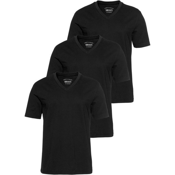 Man's World V-Shirt (Packung, 3-tlg., 3er-Pack) Kurzarm, aus Baumwolle