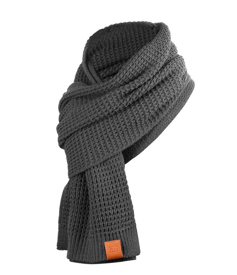 Manufaktur13 Strickschal Rough Scarf - Strickschal, lang, mit Echt-Lederveredelung – Bild 2 von 5
