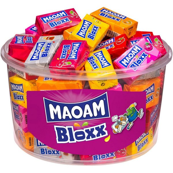 MAOAM Süßigkeit, Maoam Bloxx 50 einzeln gewickelte Kaubonbons 6fach sortiert 1100g