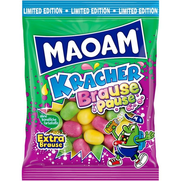 MAOAM Süßigkeit, Maoam Kracher Brause Pause Kaubonbons mit Brausepulverfüllung 200g
