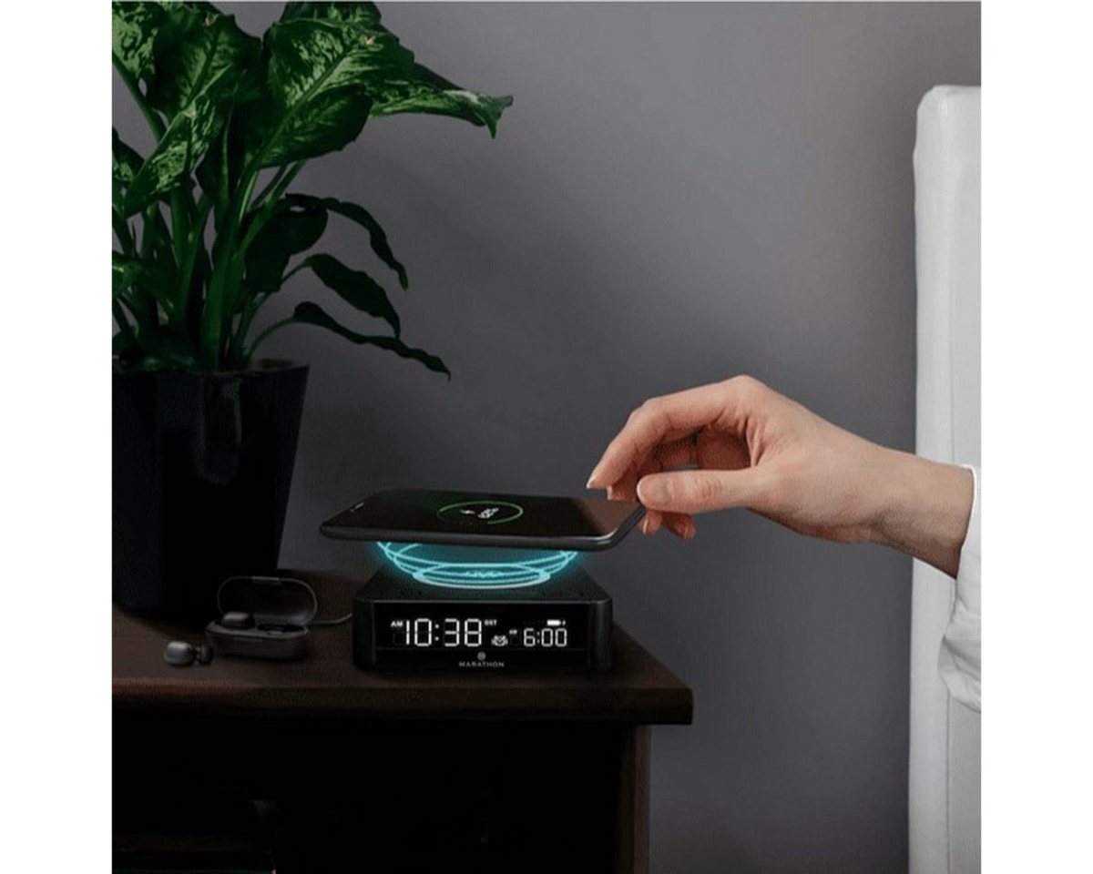 Marathon Funkwecker Digitaler Wecker mit kabelloser Ladestation und USB Anschluss – Bild 5 von 5