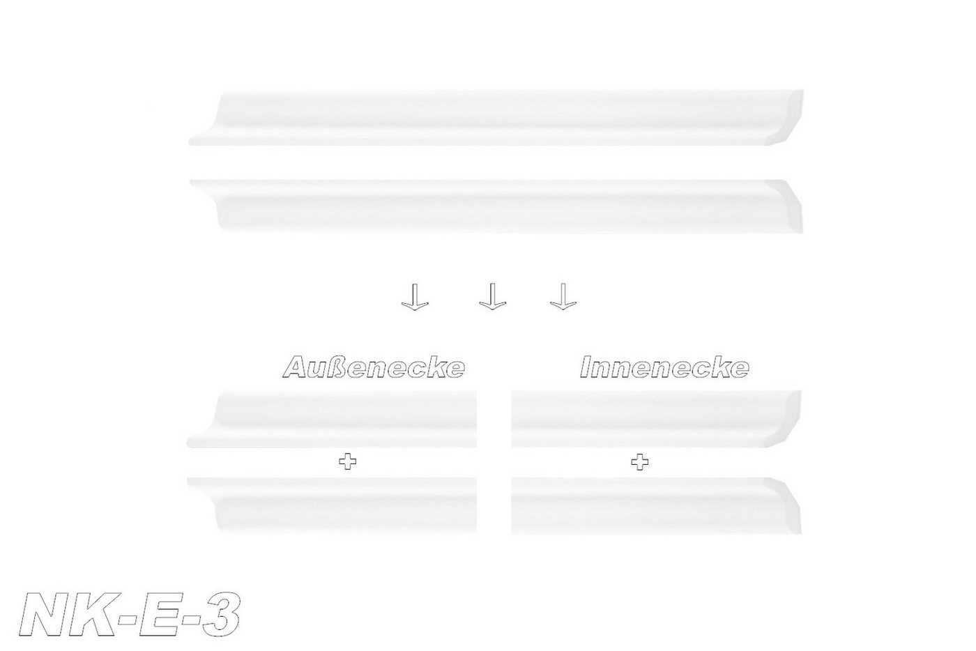 marbet design Stuckleiste, Innen- & Außenecke (1 Stück), XPS Styropor weiß - Deckenleisten Deckenabschlussleisten E-Leisten - (Innen- & Außenecke E-3) – Bild 2 von 5