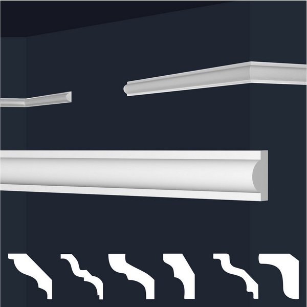 marbet design Stuckleiste, 20 Meter / 10 Leisten, XPS Styropor weiß - Wandleisten Wandvertäfelung Flachleisten E-Leisten - (20 Meter / 10 Leisten E-27)