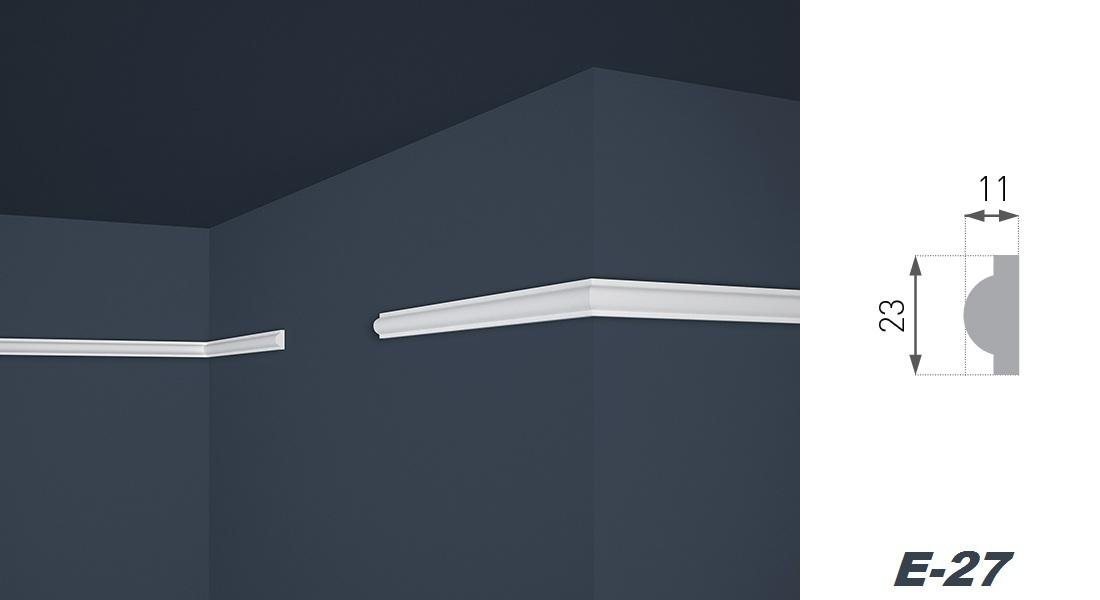 marbet design Stuckleiste, 20 Meter / 10 Leisten, XPS Styropor weiß - Wandleisten Wandvertäfelung Flachleisten E-Leisten - (20 Meter / 10 Leisten E-27) – Bild 3 von 5