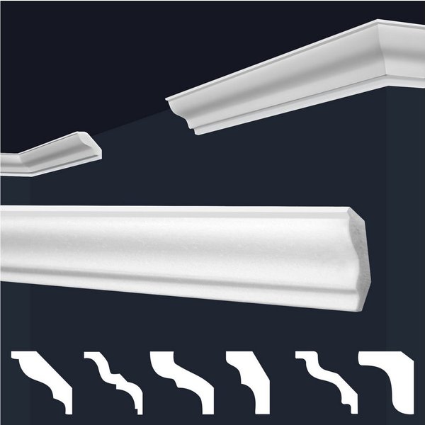 marbet design Stuckleiste, 2 Meter / 1 Leiste, XPS Styropor weiß - Deckenleisten Deckenstuck Leisten E-Leisten - (2 Meter / 1 Leiste E-4)