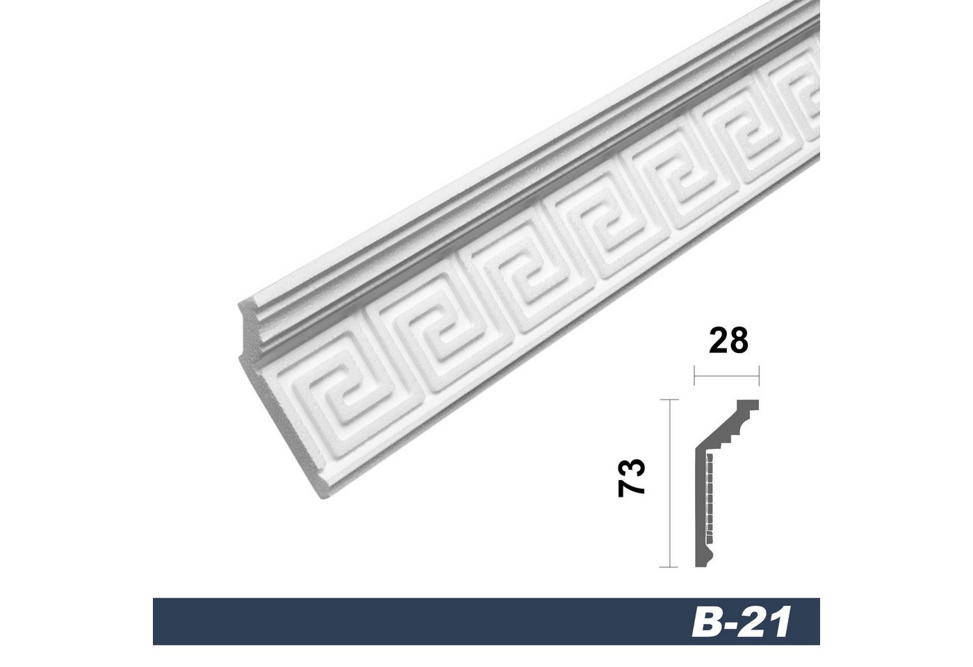 marbet design Stuckleiste, 2 Meter, Deckenleisten Sparpaket aus Styropor EPS - Stuckleisten gemustert, leicht im traditionellen Design - 1 Stück / 2 Meter – Bild 2 von 5