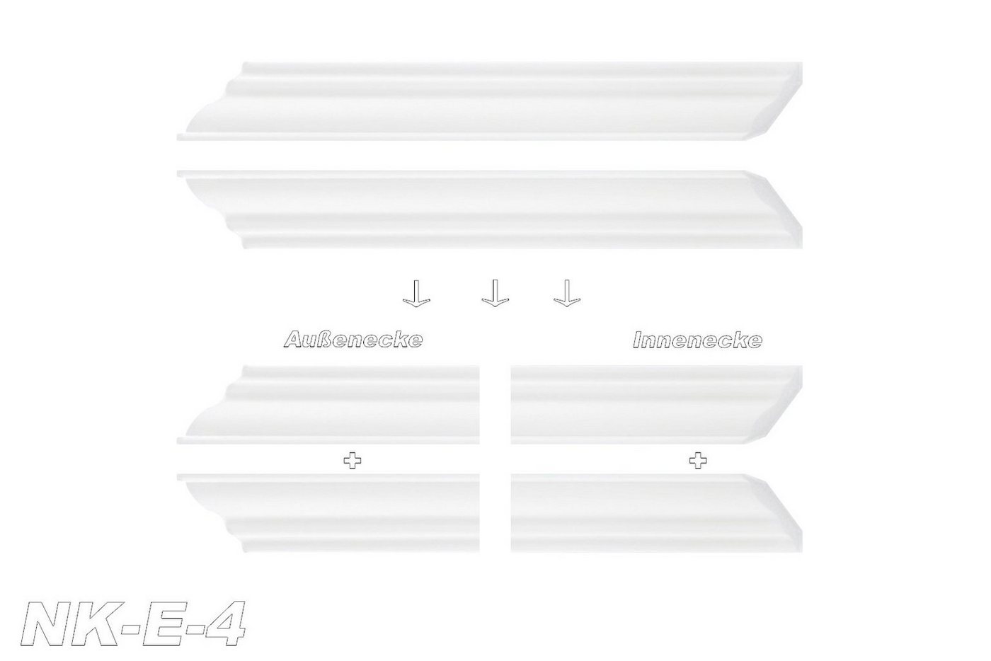 marbet design Stuckleiste, Innen- & Außenecke (1 Stück), XPS Styropor weiß - Deckenleisten Deckenabschlussleisten E-Leisten - (Innen- & Außenecke E-4) – Bild 2 von 5