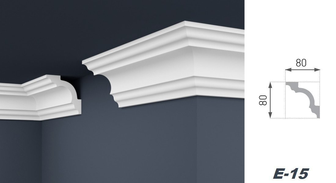marbet design Stuckleiste, 2 Meter / 1 Leiste, XPS Styropor weiß - Deckenleisten Deckenstuck Leisten E-Leisten - (2 Meter / 1 Leiste E-15) – Bild 3 von 5