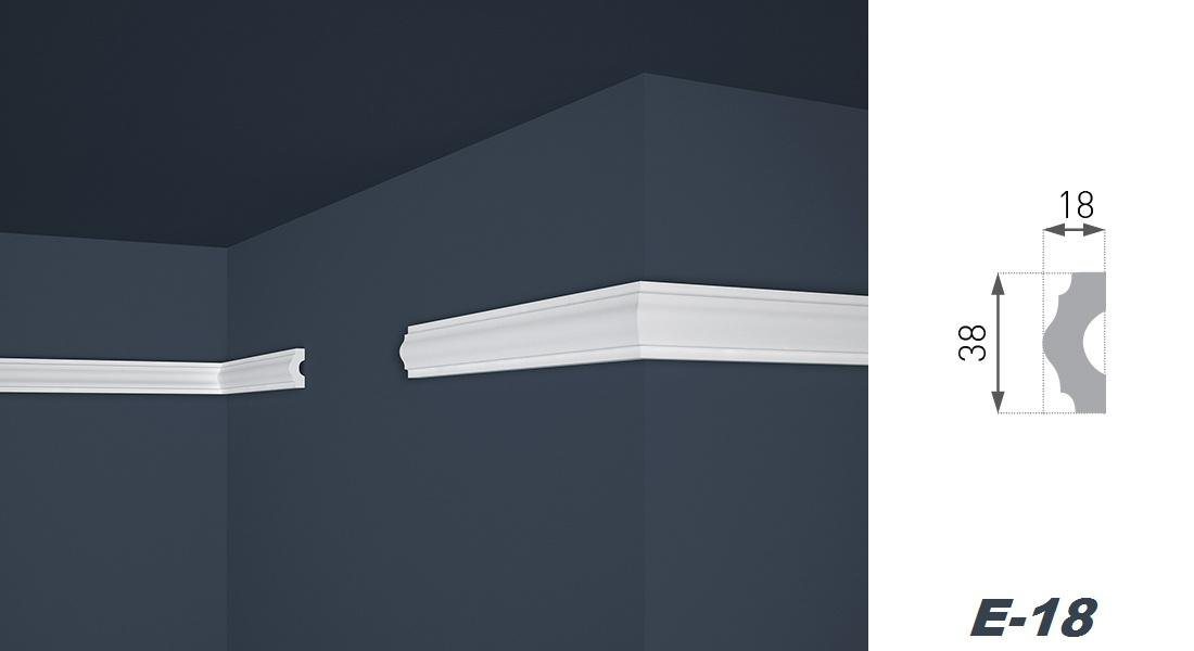 marbet design Stuckleiste, 20 Meter / 10 Leisten, XPS Styropor weiß - Wandleisten Bordüre Styroporleisten E-Leisten - (20 Meter / 10 Leisten E-18) – Bild 3 von 5
