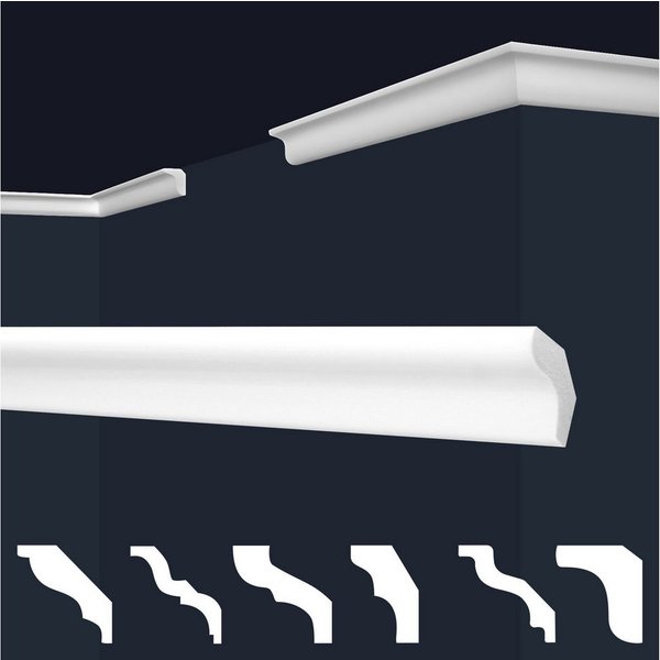 marbet design Stuckleiste, 20 Meter / 10 Leisten, XPS Styropor weiß - Deckenleisten Stuck Decken Styroporleisten E-Leisten - (20 Meter / 10 Leisten E-3)