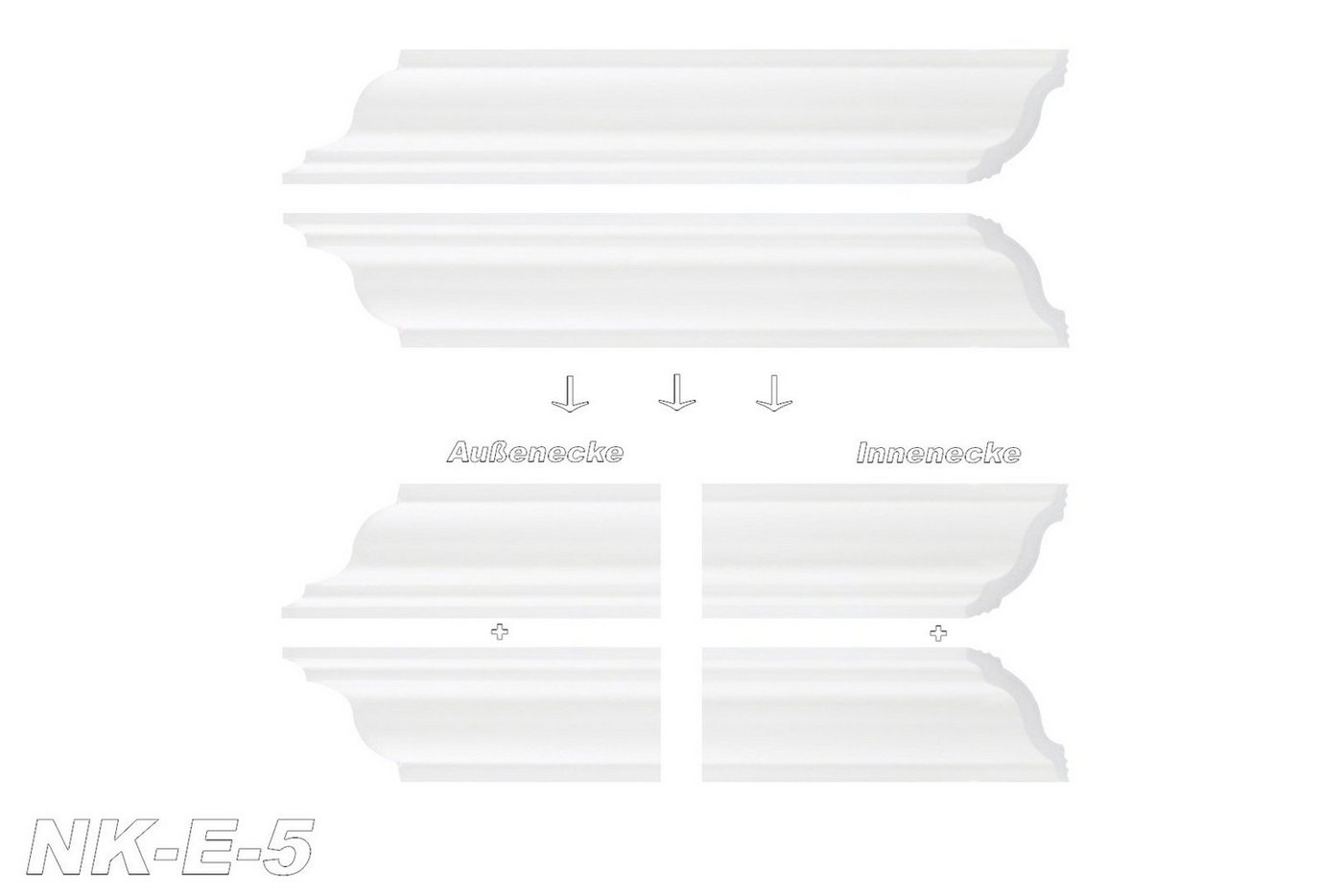 marbet design Stuckleiste, Innen- & Außenecke (1 Stück), XPS Styropor weiß - Deckenleisten Deckenabschlussleisten E-Leisten - (Innen- & Außenecke E-5) – Bild 2 von 5
