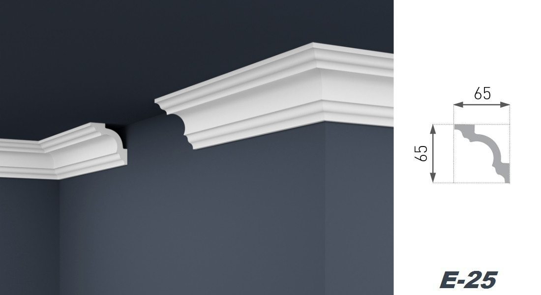 marbet design Stuckleiste, 2 Meter / 1 Leiste, XPS Styropor weiß - Deckenleisten Deckenstuck Leisten E-Leisten - (2 Meter / 1 Leiste E-25) – Bild 3 von 5