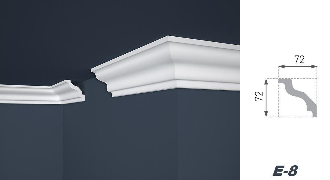 marbet design Stuckleiste, 2 Meter / 1 Leiste, XPS Styropor weiß - Deckenleisten Deckenstuck Leisten E-Leisten - (2 Meter / 1 Leiste E-8) – Bild 3 von 5