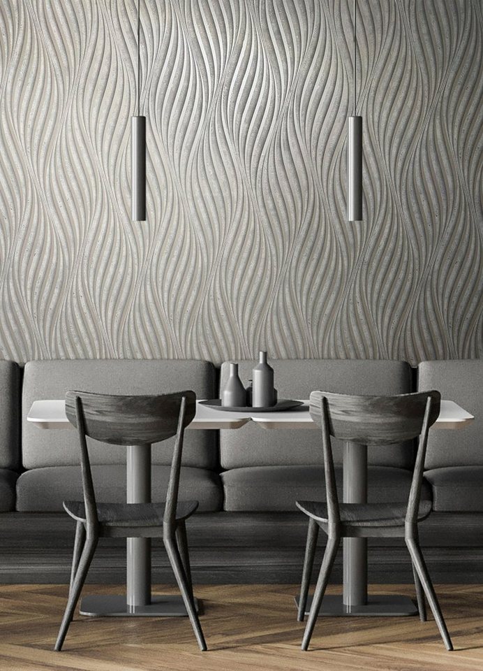 Marburg Vliestapete Twist, strukturiert, 3D-Optik, moderne Tapete für Wohnzimmer Schlafzimmer Küche – Bild 2 von 3