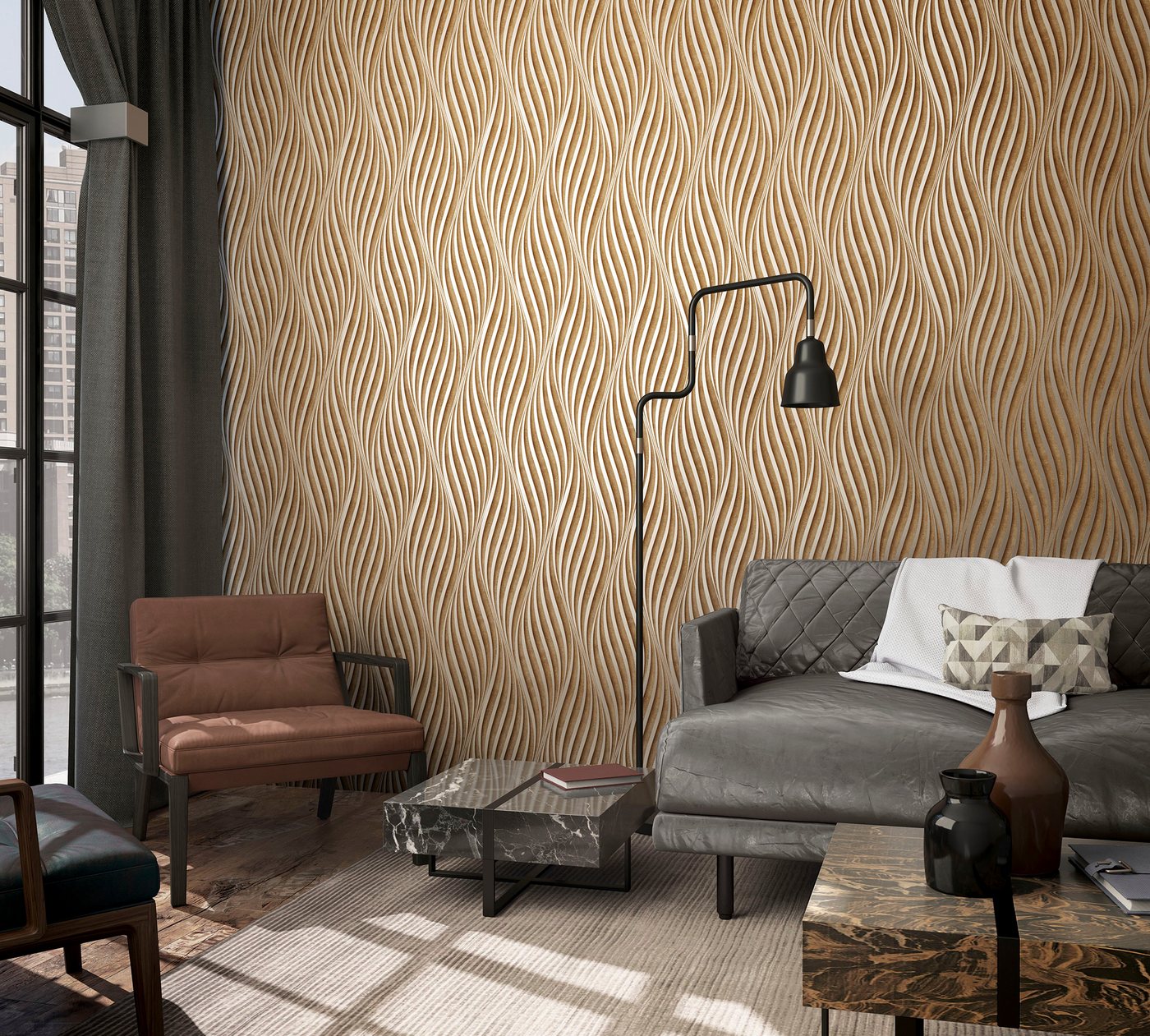 Marburg Vliestapete Twist, strukturiert, 3D-Optik, moderne Tapete für Wohnzimmer Schlafzimmer Küche – Bild 2 von 2