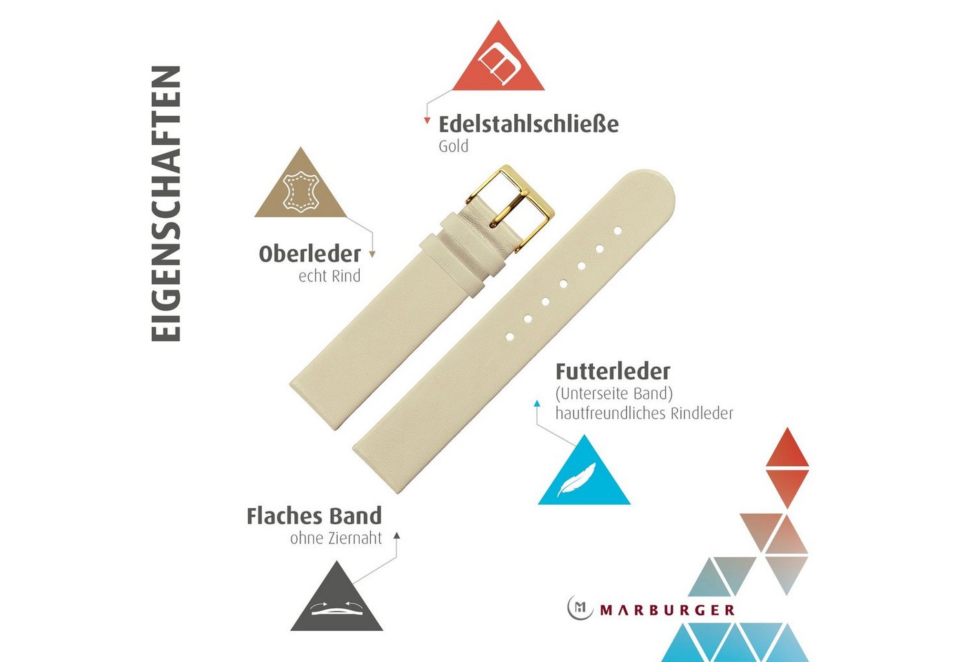MARBURGER Uhrenarmband 16mm Leder – Bild 2 von 5