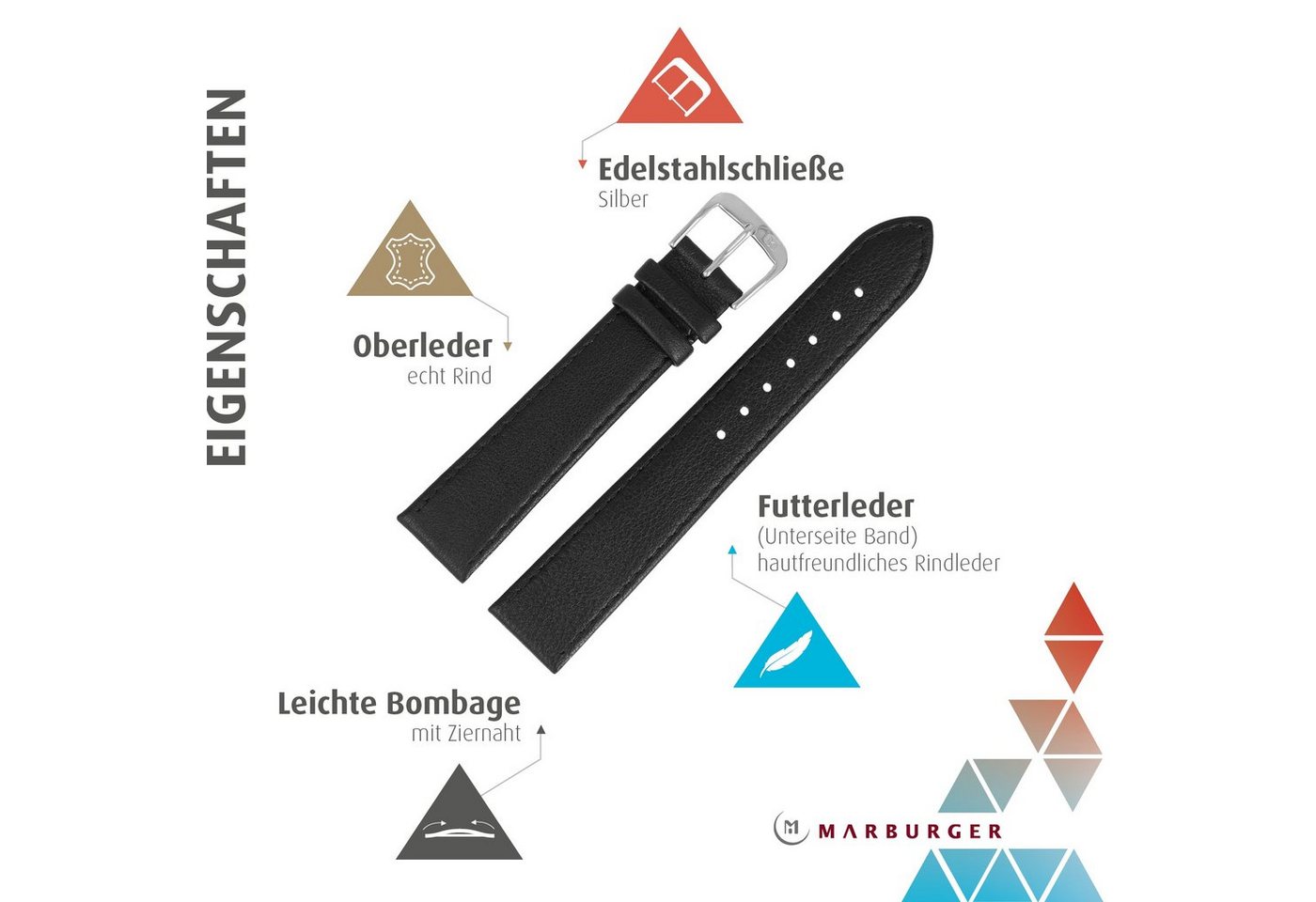 MARBURGER Uhrenarmband 18mm Leder – Bild 2 von 5