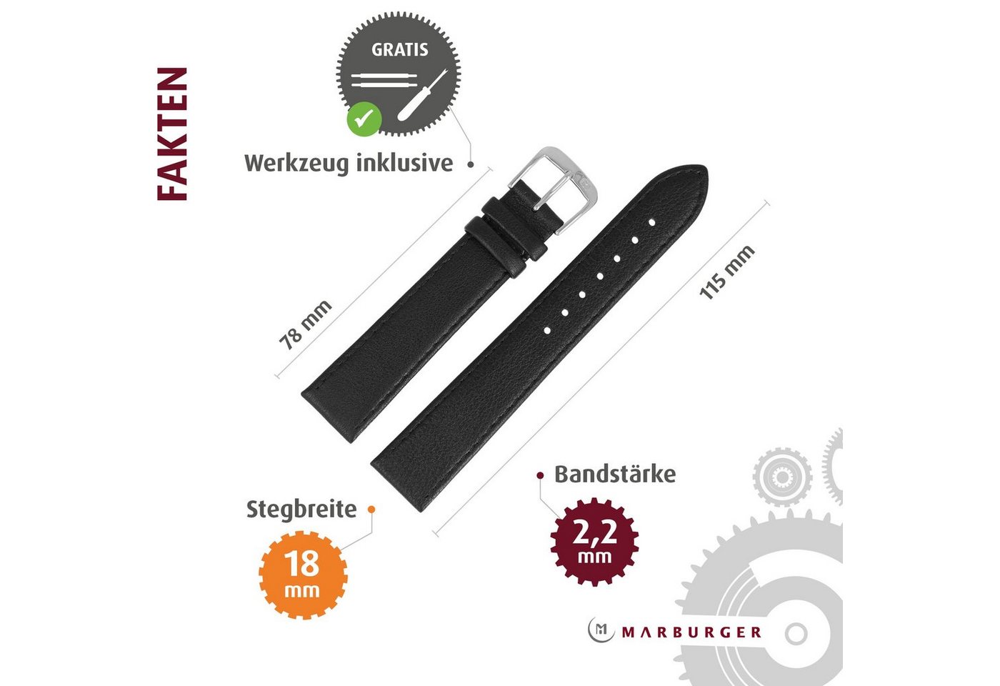 MARBURGER Uhrenarmband 18mm Leder – Bild 3 von 5