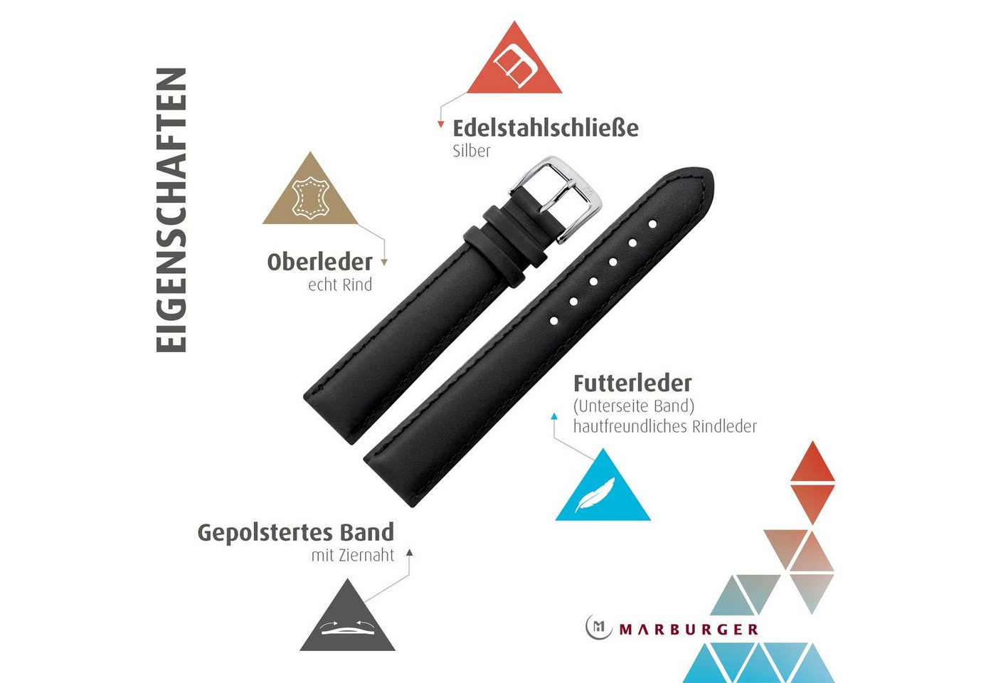 MARBURGER Uhrenarmband 18mm Leder – Bild 2 von 5