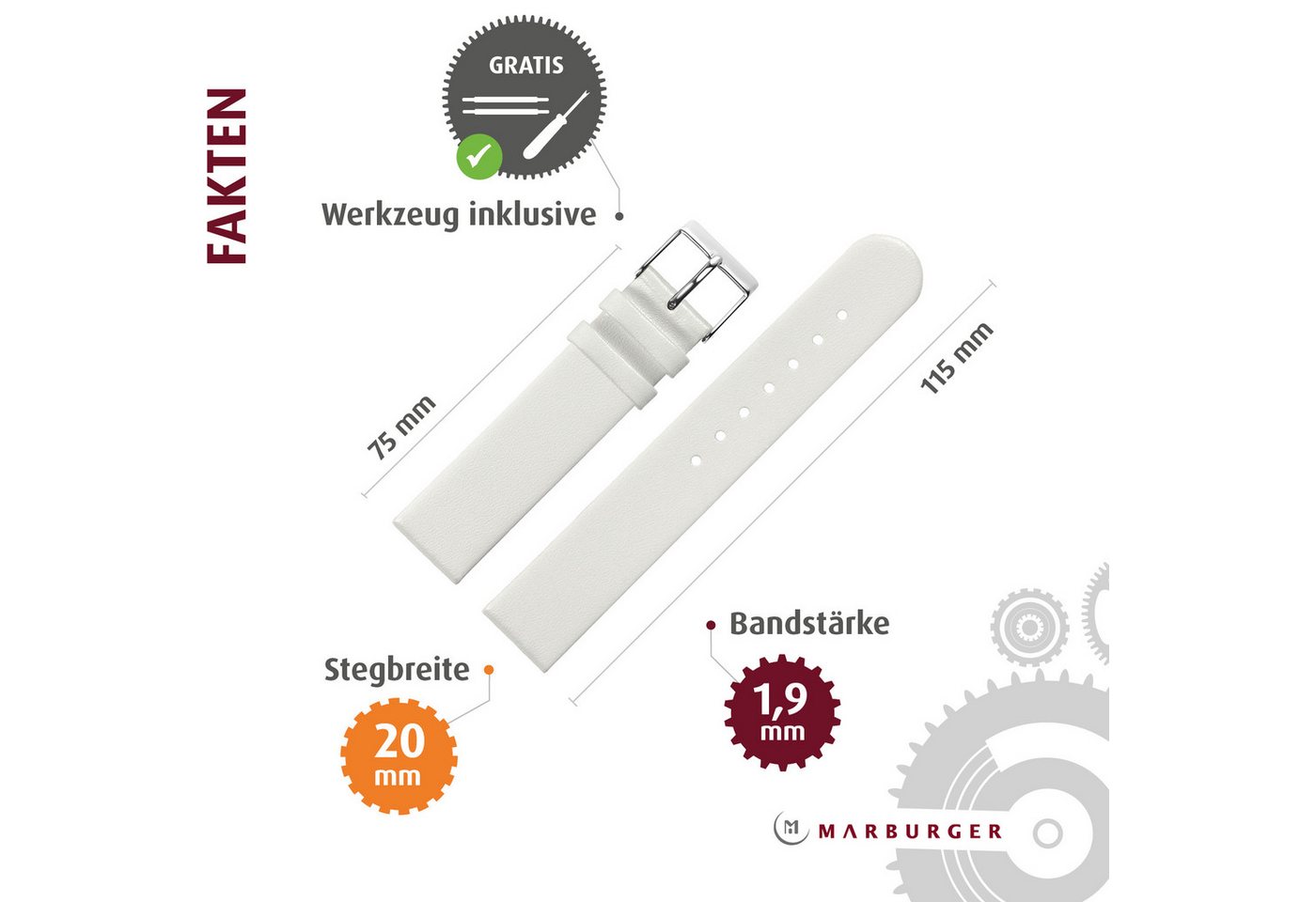 MARBURGER Uhrenarmband 20mm Leder – Bild 3 von 5