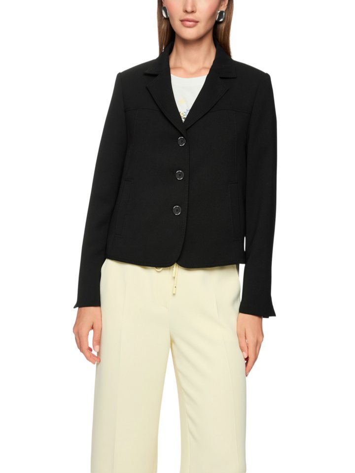 Marc Cain Jackenblazer schwarz,Casual,Polyester,Unifarben,Reverskragen,Lang,Gerade – Bild 2 von 5