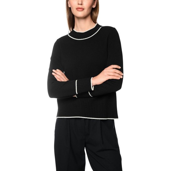 Marc Cain Strickpullover Cattitude Premium Damenmode mit Kontrastkanten, mit Kaschmiranteil