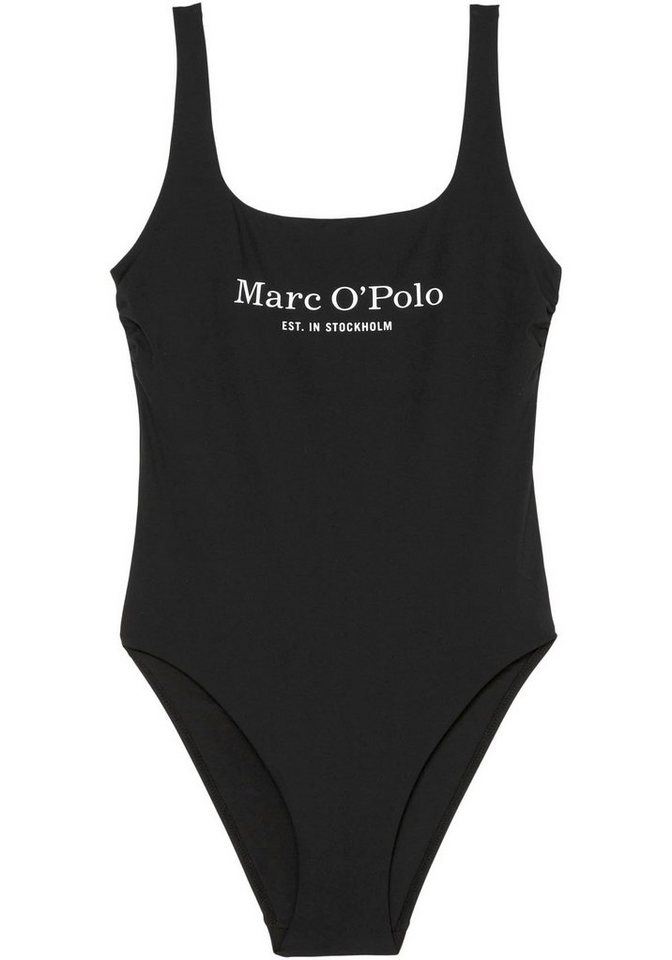 Marc O'Polo Badeanzug Essentials schnelltrocknend, tiefer Rückenausschnitt, Logoschriftzug – Bild 2 von 5