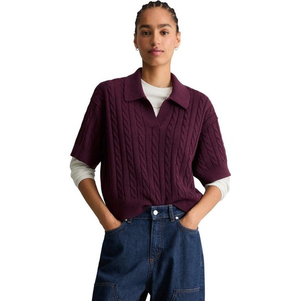 Marc O'Polo DENIM Strickshirt mit Polokragen, Schurwollmix, oversize
