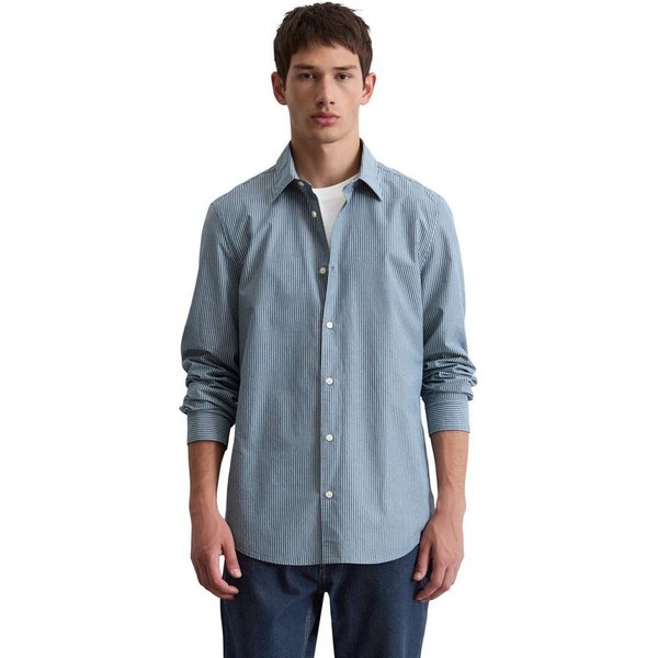 Marc O'Polo Langarmhemd Shaped Fit, mit garngefärbtem Streifenmuster, Kentkragen