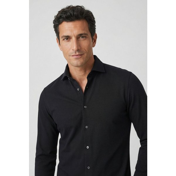 Marc O'Polo Langarmhemd Shaped Fit, mit feiner Piqué-Struktur