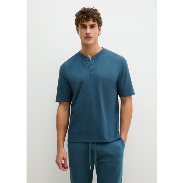 Marc O'Polo Pyjamaoberteil Mix N Match Interlock mit Rundhalsausschnitt, kleiner Knopfleiste und kurzem Arm
