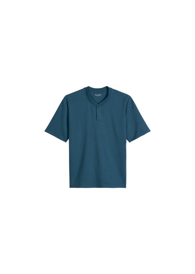 Marc O'Polo Pyjamaoberteil Mix N Match Interlock mit Rundhalsausschnitt, kleiner Knopfleiste und kurzem Arm – Bild 2 von 5