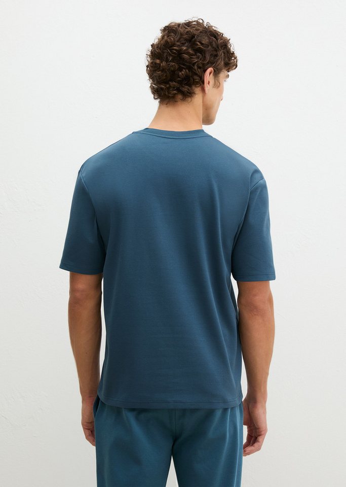 Marc O'Polo Pyjamaoberteil Mix N Match Interlock mit Rundhalsausschnitt, kleiner Knopfleiste und kurzem Arm – Bild 3 von 5