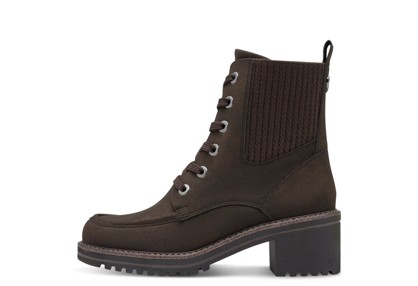 MARCO TOZZI Schnürstiefelette Blockabsatz, Schnürboots mit Stretcheinsatz in Strickoptik – Bild 5 von 5