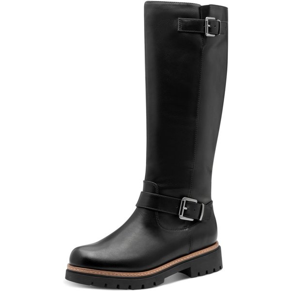 MARCO TOZZI Winterstiefel, Blockabsatz, Langschaftstiefel mit Zierschnallen