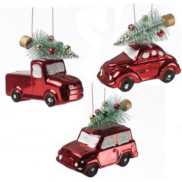 MARELIDA Christbaumschmuck Weihnachtsbaumschmuck Autos mit Weihnachtsbaum Weihnachtskugel 3 Stück