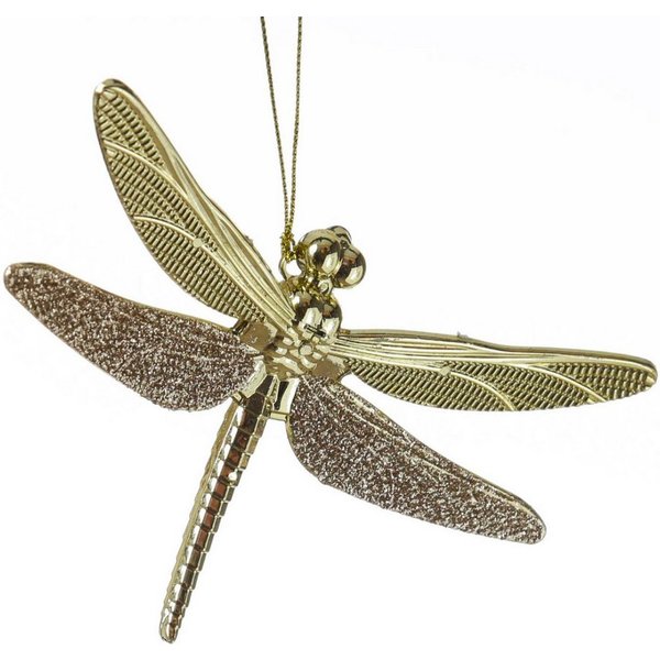 MARELIDA Christbaumschmuck Weihnachtsbaumschmuck Libelle mit Glitzer L: 14cm gold glänzend