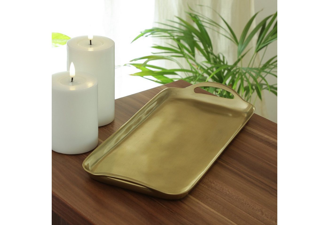 MARELIDA Dekotablett Dekotablett Dekoteller Serviertablett Kerzentablett L: 36cm gold – Bild 2 von 4