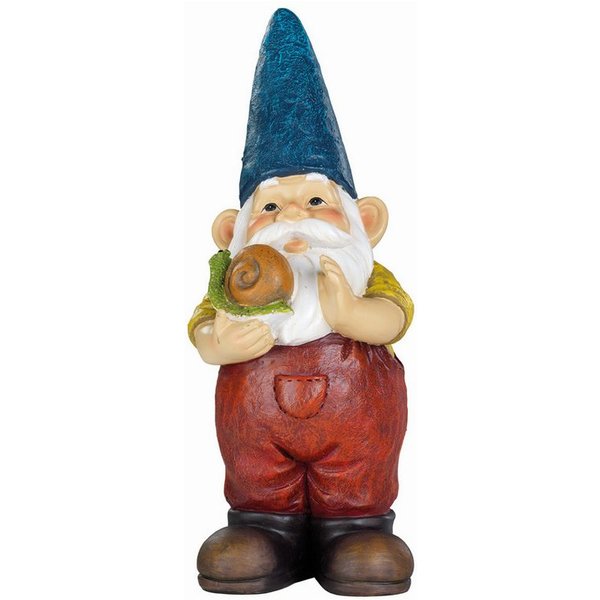 MARELIDA Gartenzwerg HANS Zwerg mit Schnecke Dekofigur Polyresin Gartenfigur Gnom 29cm, (1 St)