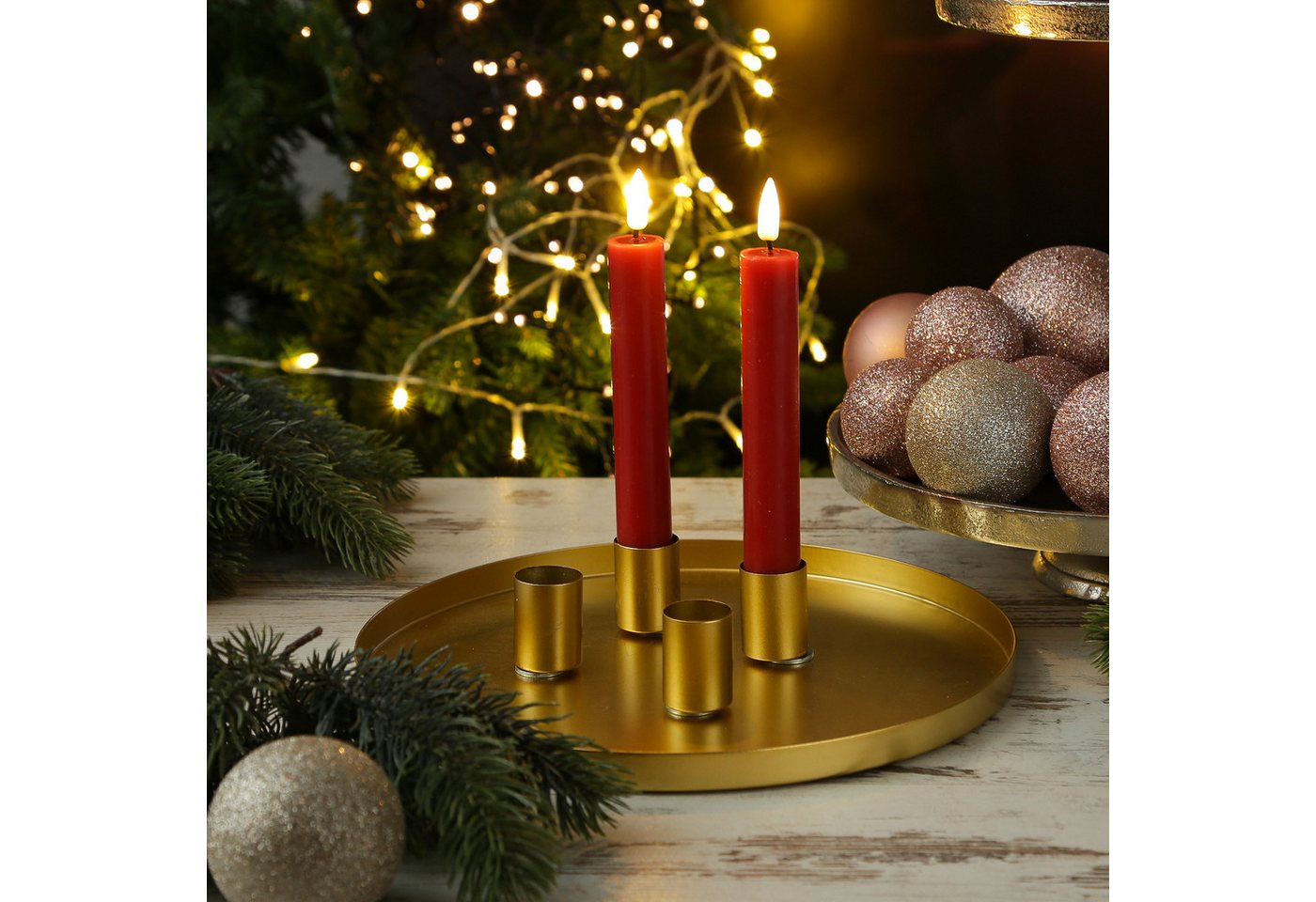 MARELIDA Kerzentablett Stabkerzenhalter magnetisch Kerzenständer D: 25cm Kerzentablett Advent – Bild 2 von 5