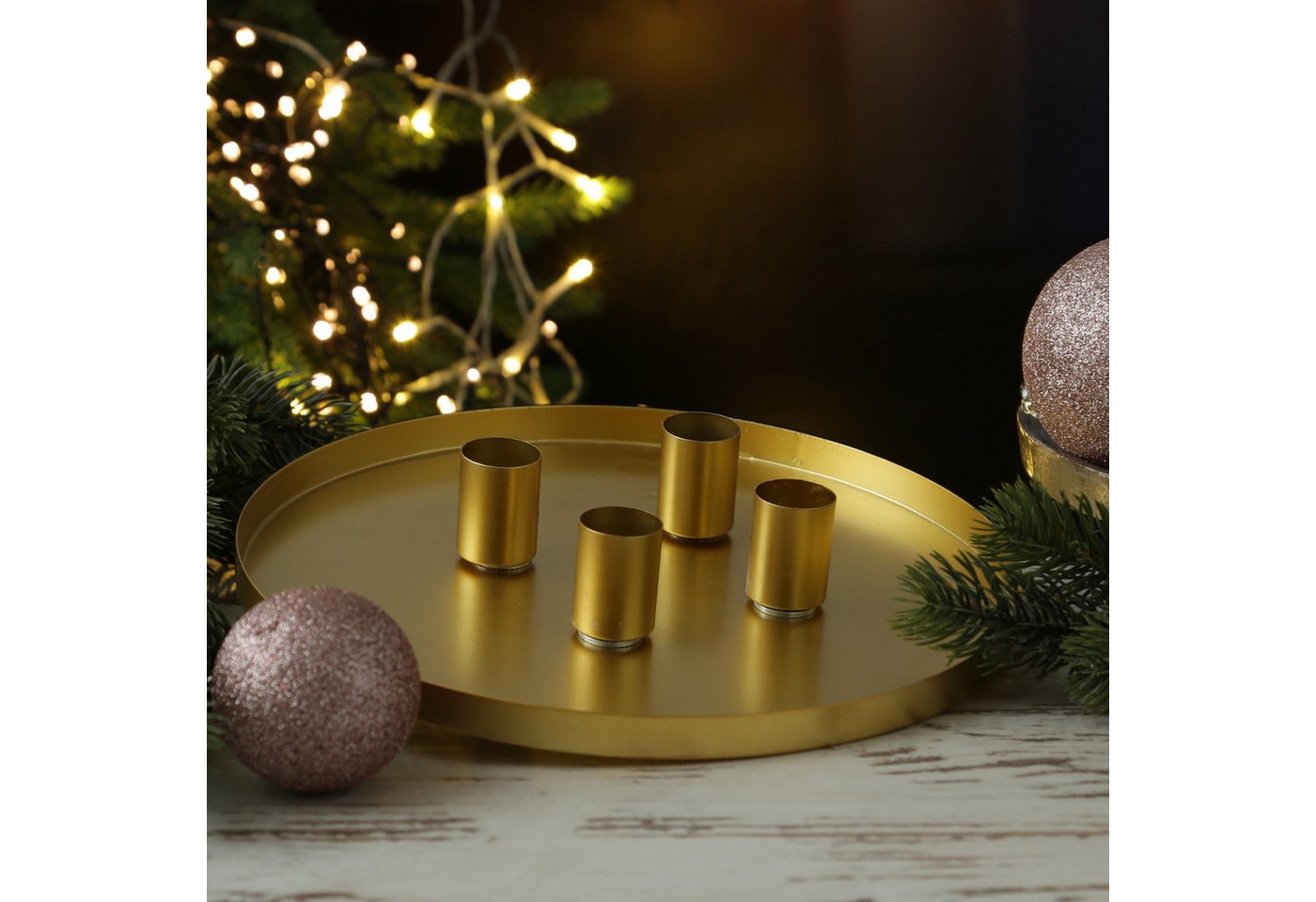 MARELIDA Kerzentablett Stabkerzenhalter magnetisch Kerzenständer D: 25cm Kerzentablett Advent – Bild 3 von 5