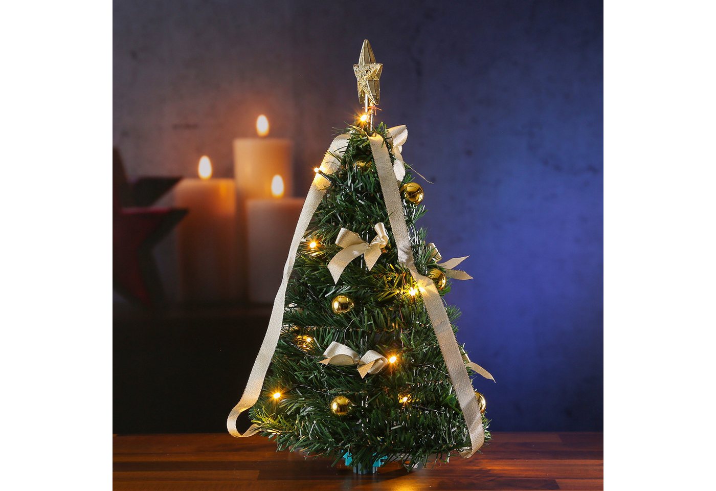 MARELIDA LED Baum LED Weihnachtsbaum Tannenbaum mit Lichterkette 50,5cm grün/gold, LED Classic, warmweiß (2100K bis 3000K) – Bild 2 von 2