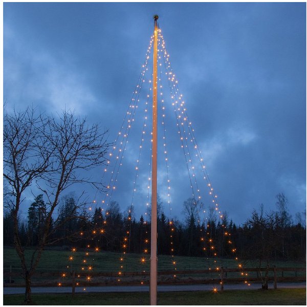 MARELIDA LED-Baummantel LED Baummantel Lichterkette f. Fahnenmast 10 Stränge 360LED 7m Außen, 360-flammig